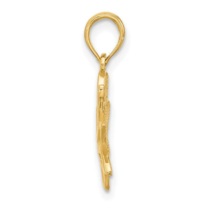 14K Gelbgold Poliert Fantasie Blume Charm