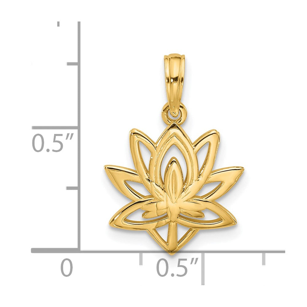 14K Gelbgold Poliert Fantasie Blume Charm