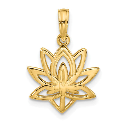 14K Gelbgold Poliert Fantasie Blume Charm