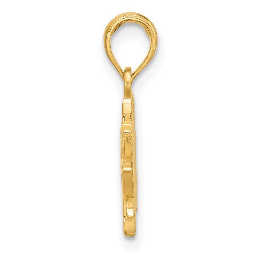 14K Gelbgold Poliert Blume Anhänger