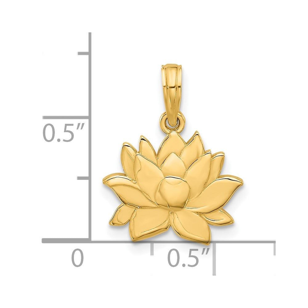 14K Gelbgold Poliert Blume Anhänger