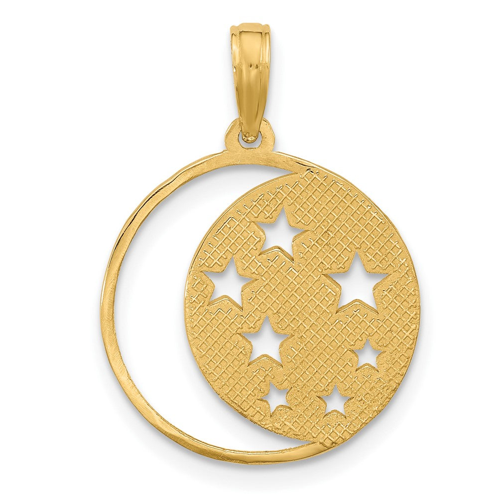14K Gelbgold Poliert Mond und Sterne Charm