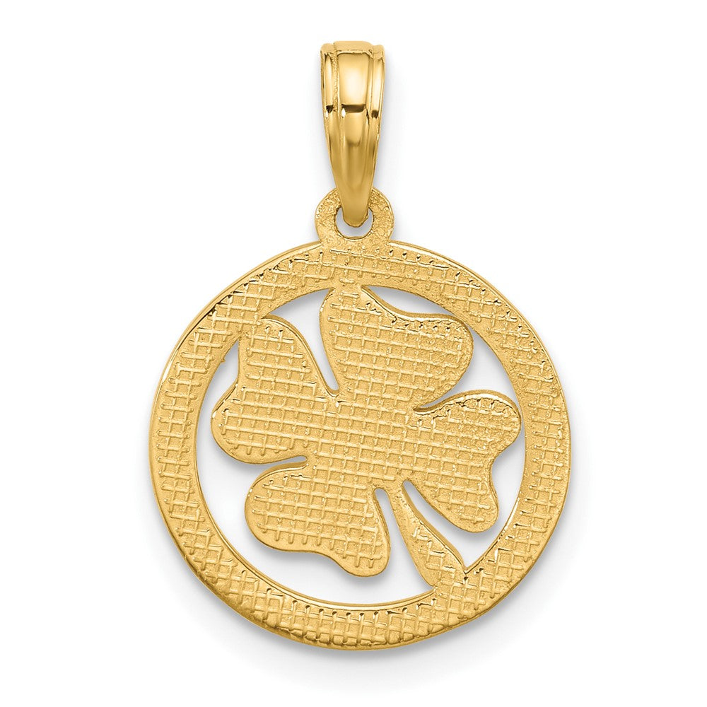 14K Gelbgold Poliert Fantasie Kleeblatt Charm
