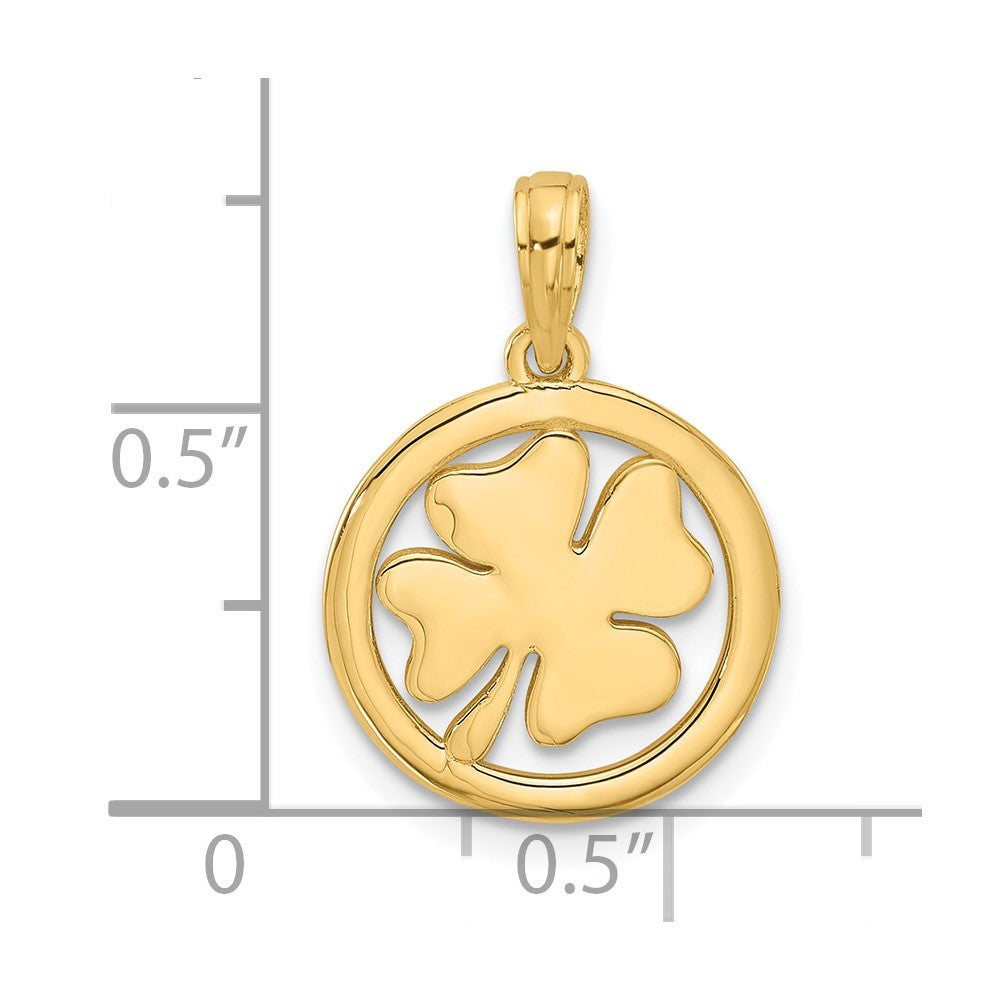 14K Gelbgold Poliert Fantasie Kleeblatt Charm