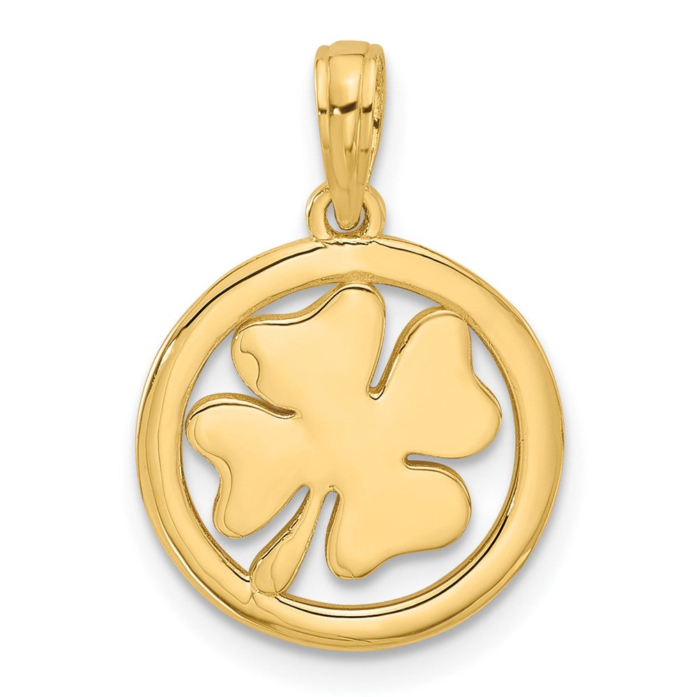 14K Gelbgold Poliert Fantasie Kleeblatt Charm