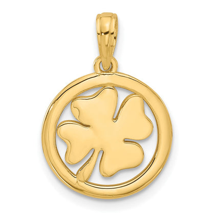 14K Gelbgold Poliert Fantasie Kleeblatt Charm