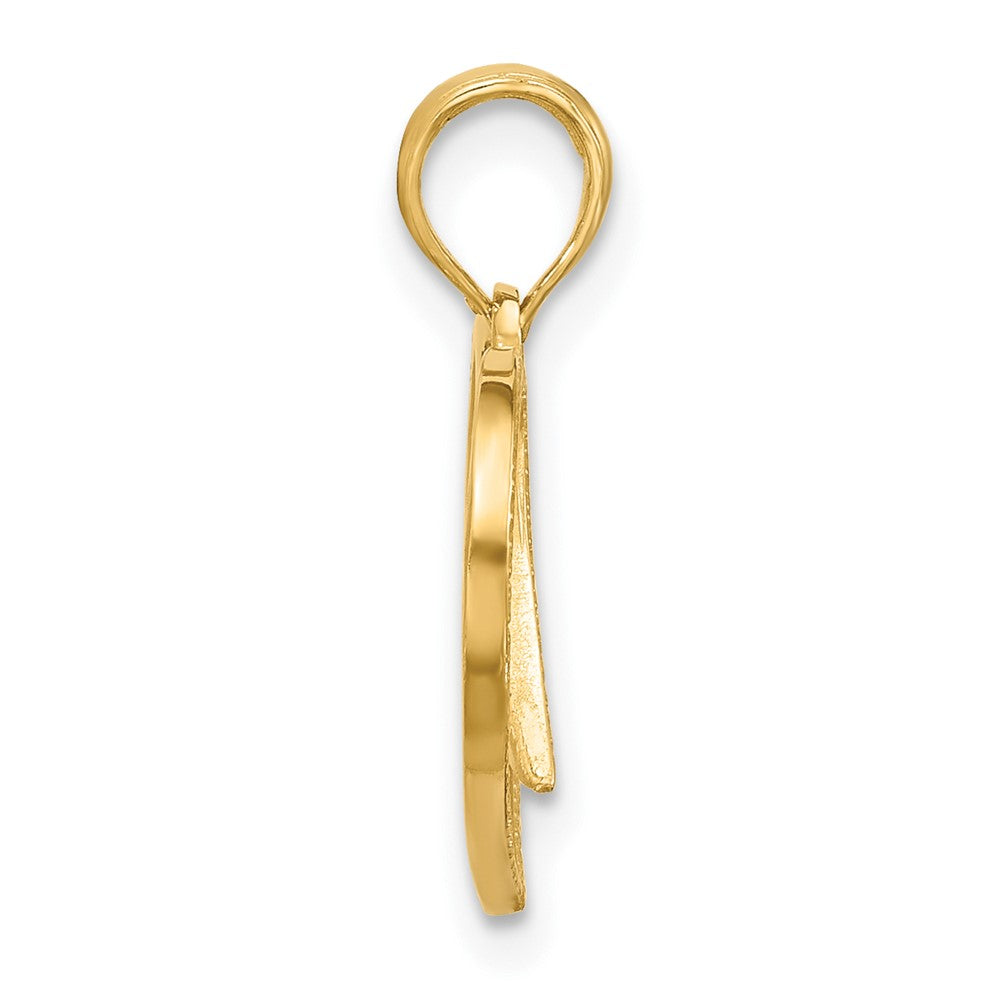 14K Gelbgold Poliert Fantasie Flügel und Herz Charm