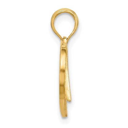 14K Gelbgold Poliert Fantasie Flügel und Herz Charm