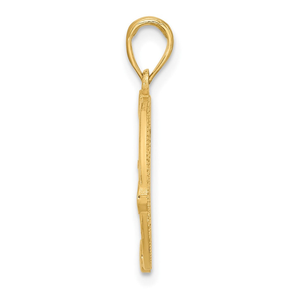14K Gelbgold Poliert Rund Kompass Charm