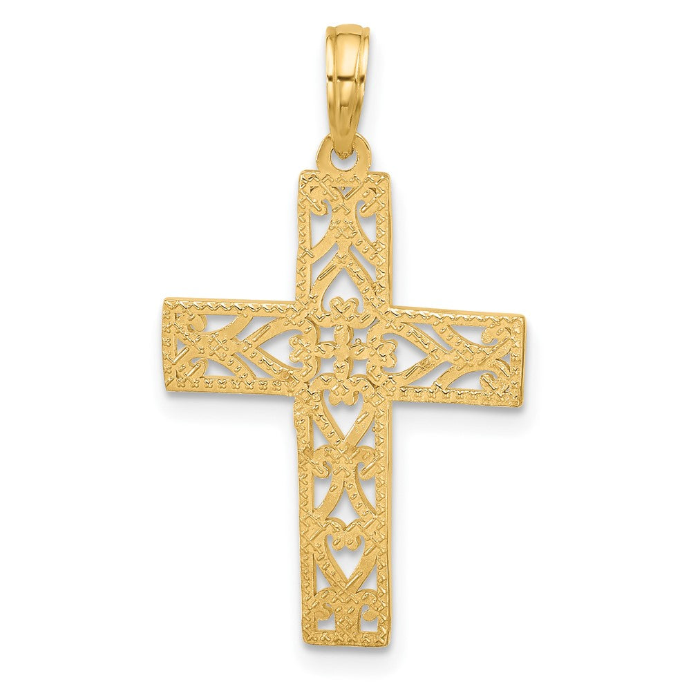 14K Gelbgold Fantasie Kreuz Charm
