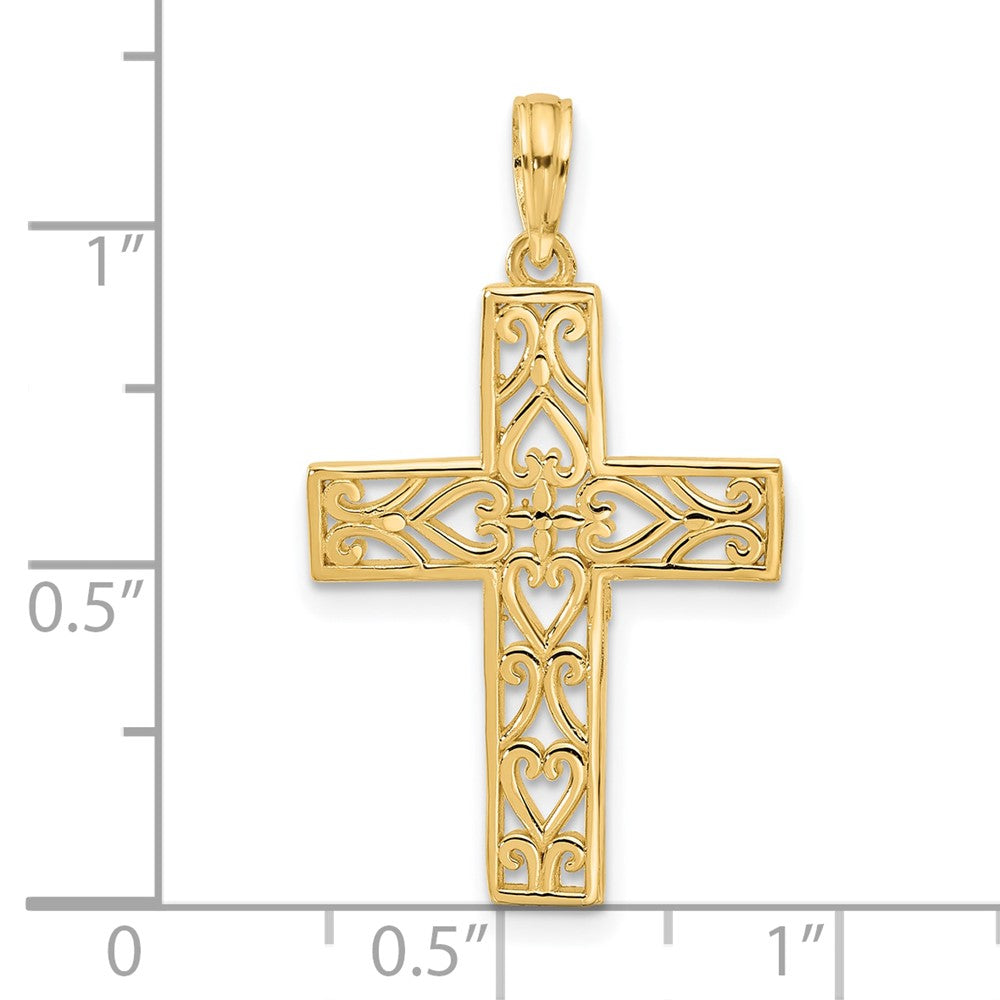 14K Gelbgold Fantasie Kreuz Charm