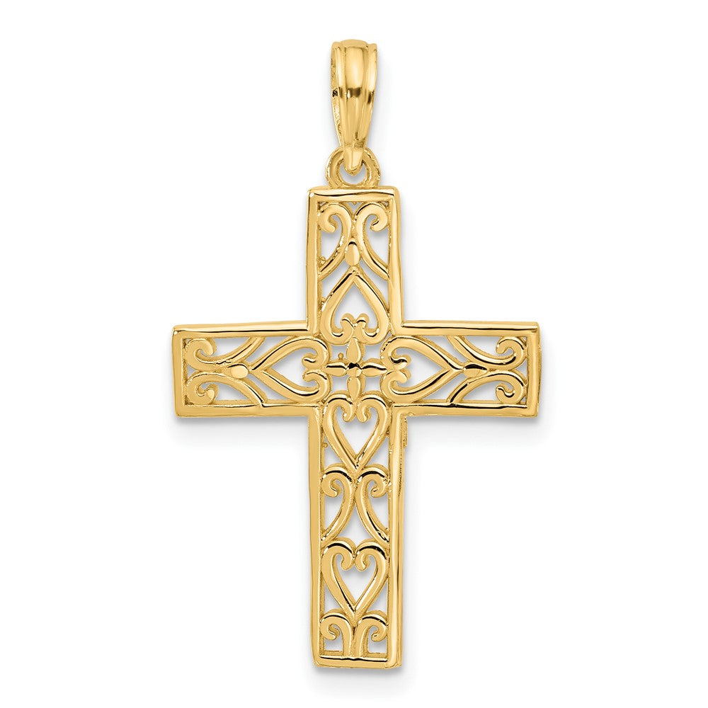 14K Gelbgold Fantasie Kreuz Charm