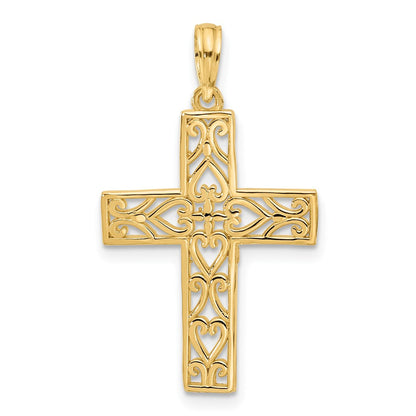 14K Gelbgold Fantasie Kreuz Charm