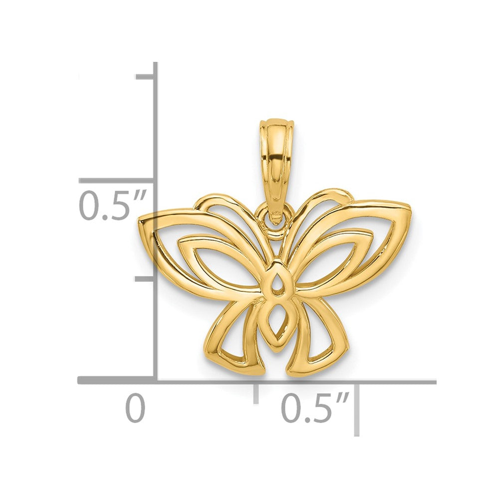 14K Gelbgold Poliert Fantasie Schmetterling Charm