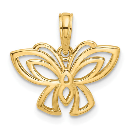 14K Gelbgold Poliert Fantasie Schmetterling Charm