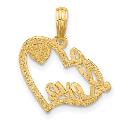 14K Gelbgold Poliert Fantasie Liebe und Herzen Charm