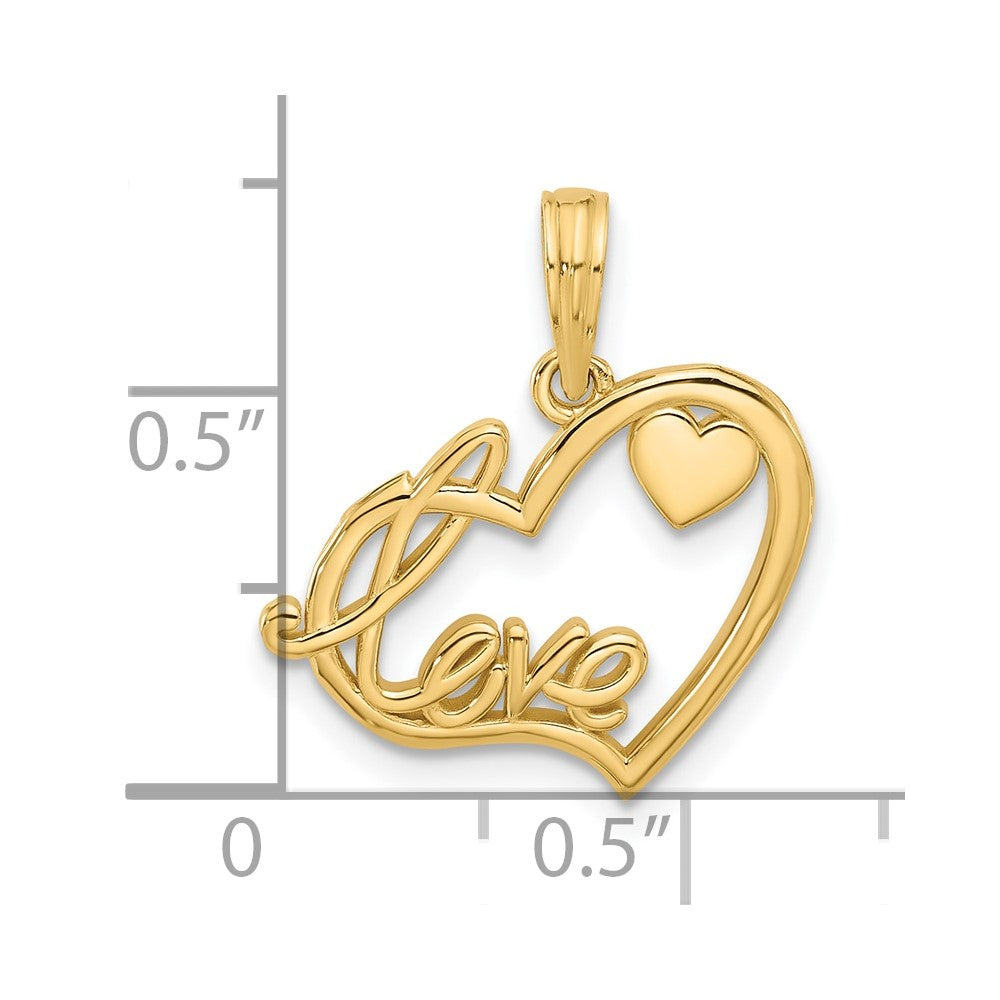 14K Gelbgold Poliert Fantasie Liebe und Herzen Charm