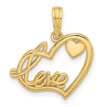 14K Gelbgold Poliert Fantasie Liebe und Herzen Charm