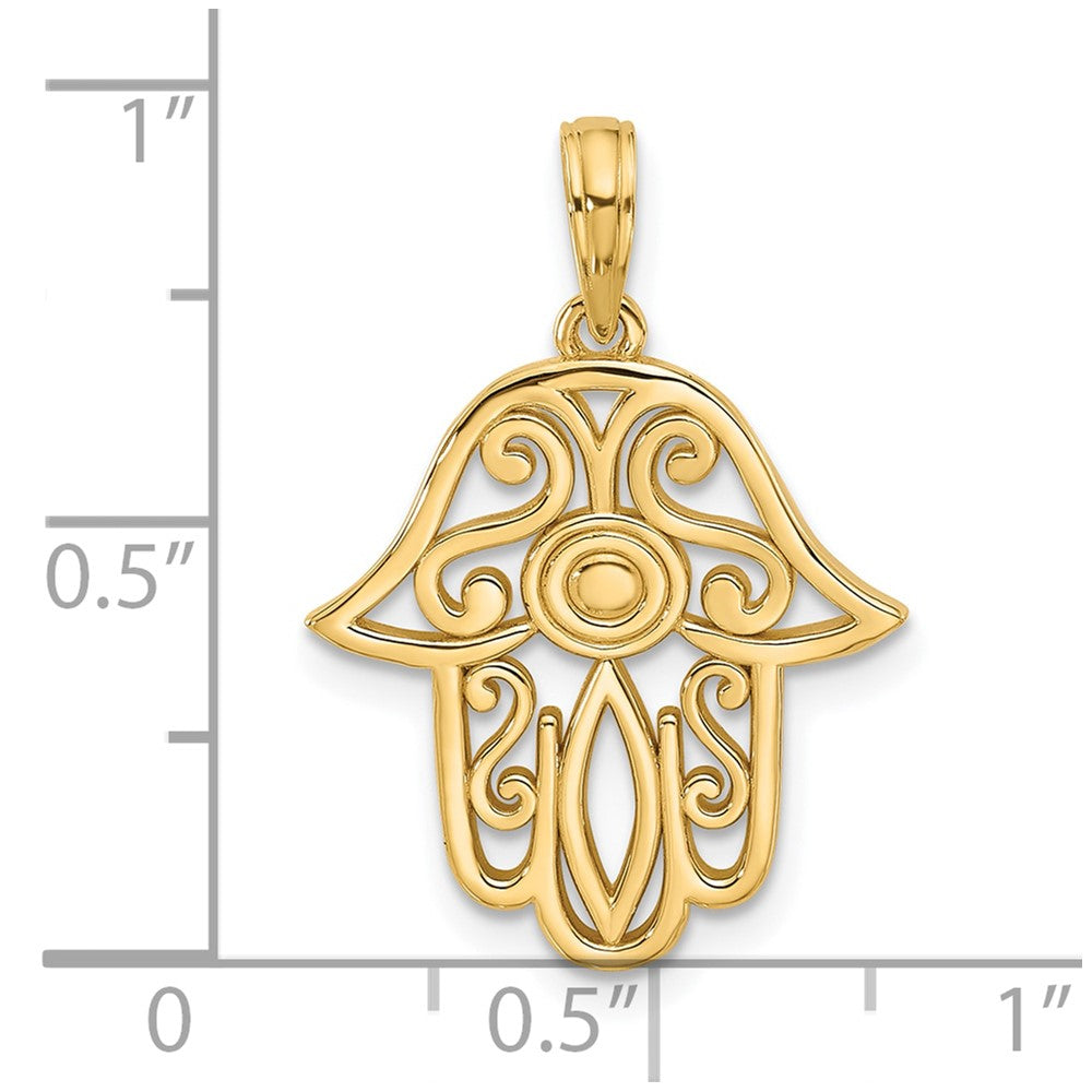 14K Gelbgold Fantasie Hamsa Charm