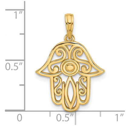 14K Gelbgold Fantasie Hamsa Charm