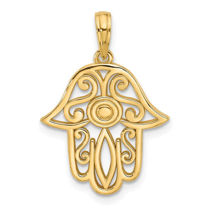 14K Gelbgold Fantasie Hamsa Charm
