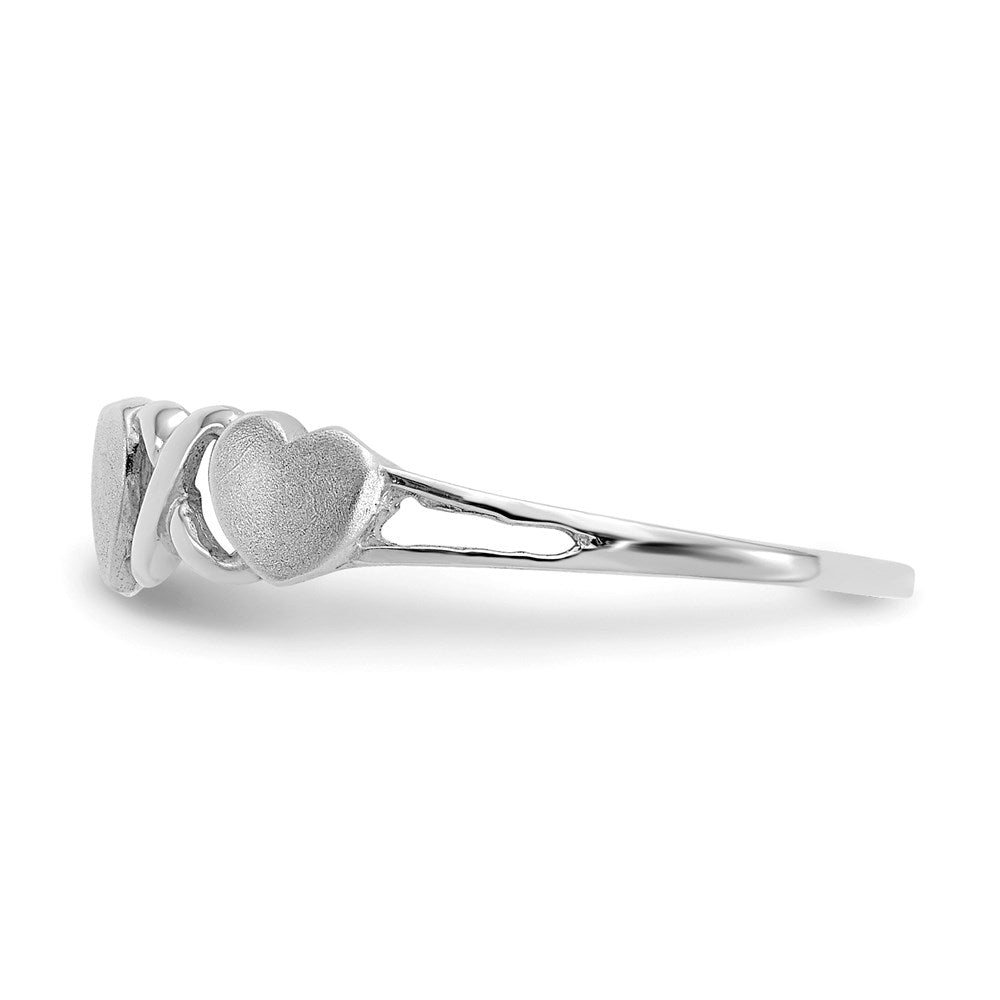 14K Weißgold Ring mit dreifachem Herz