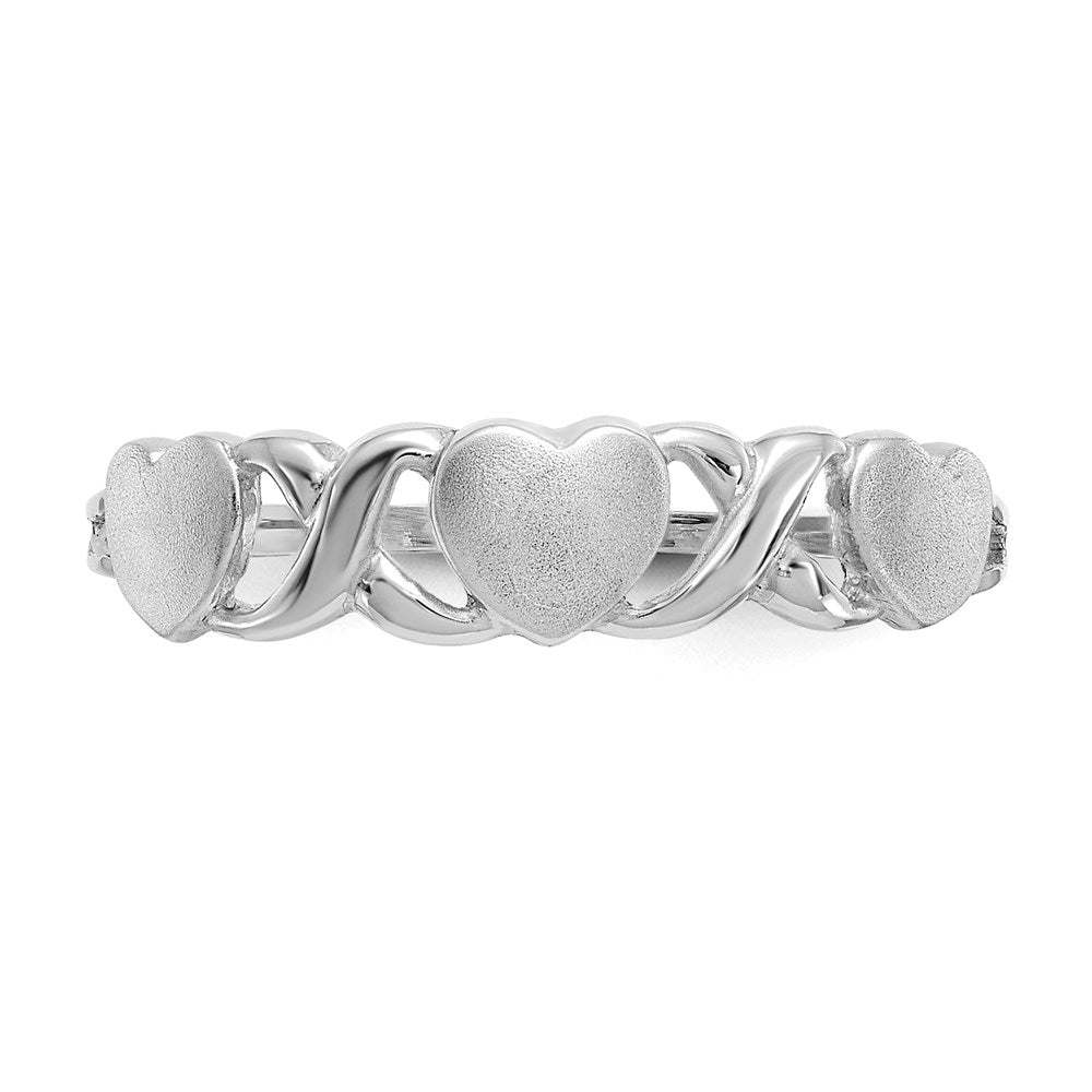 14K Weißgold Ring mit dreifachem Herz