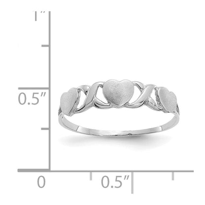 14K Weißgold Ring mit dreifachem Herz