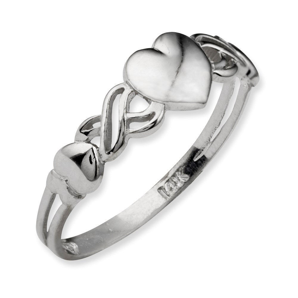 14K Weißgold Ring in Herzform
