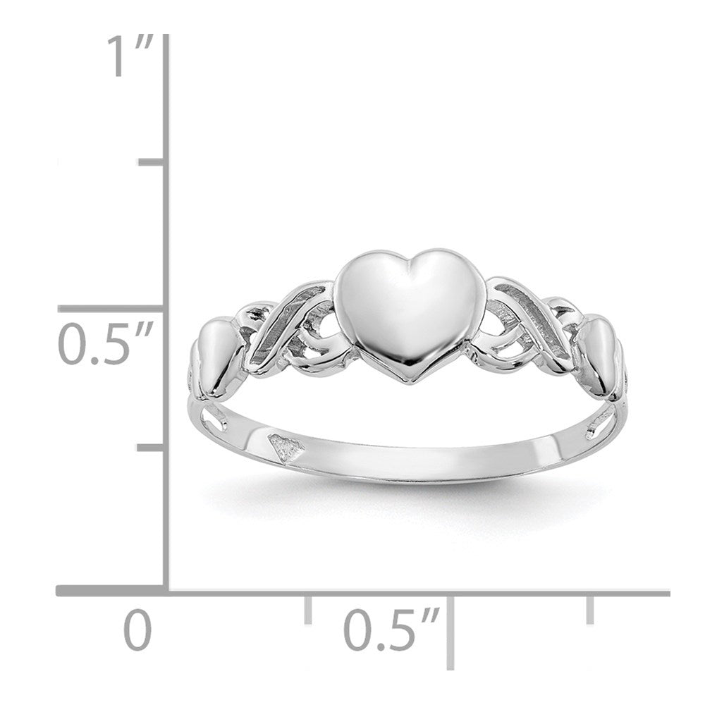 14K Weißgold Ring in Herzform