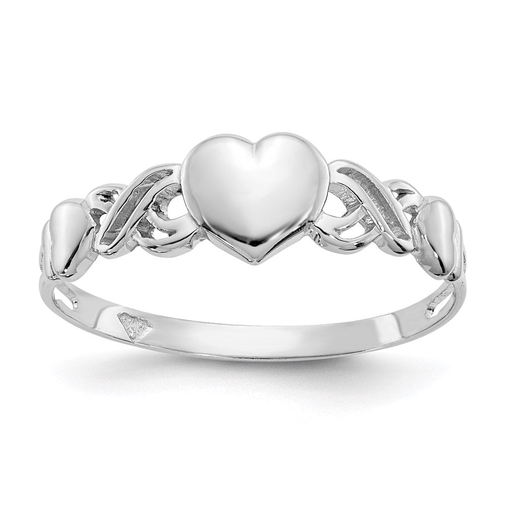 14K Weißgold Ring in Herzform