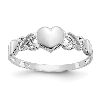 14K Weißgold Ring in Herzform