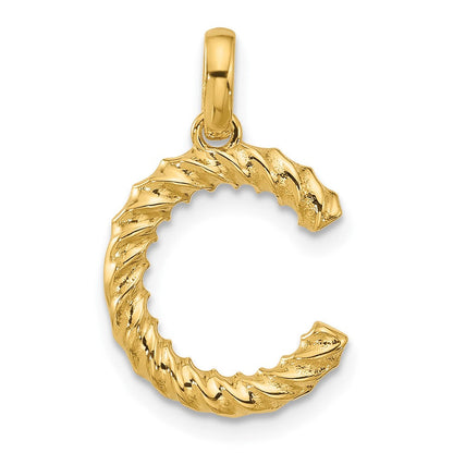 14K Gelbgold Fantasie Gedreht Buchstabe C