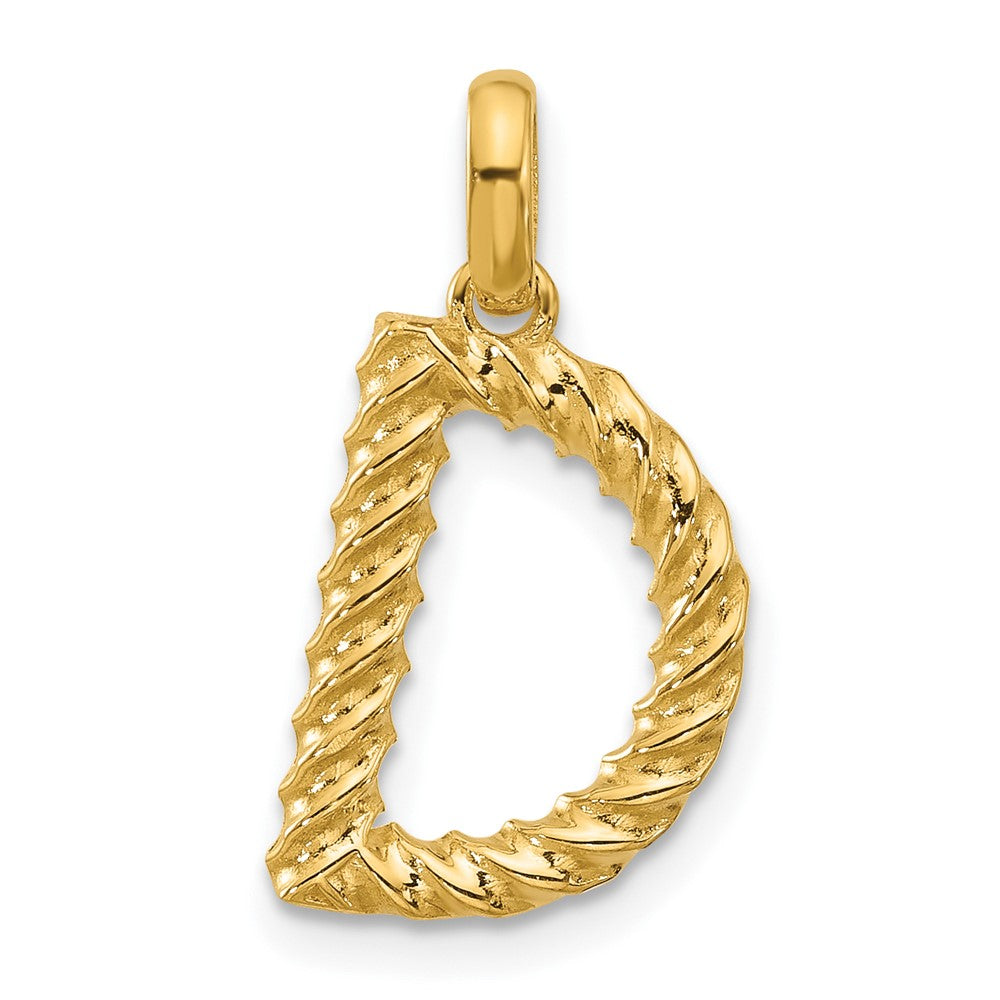 14K Gelbgold Fantasie Gedreht Buchstabe D