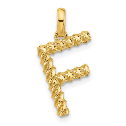 14K Gelbgold Fantasie Gedreht Buchstabe F