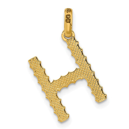 14K Gelbgold Fantasie Gedreht Buchstabe H
