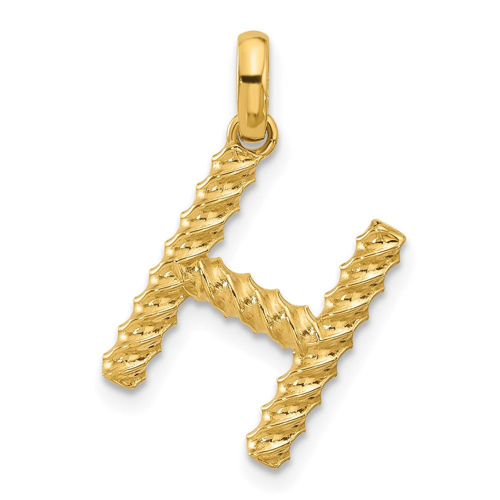 14K Gelbgold Fantasie Gedreht Buchstabe H