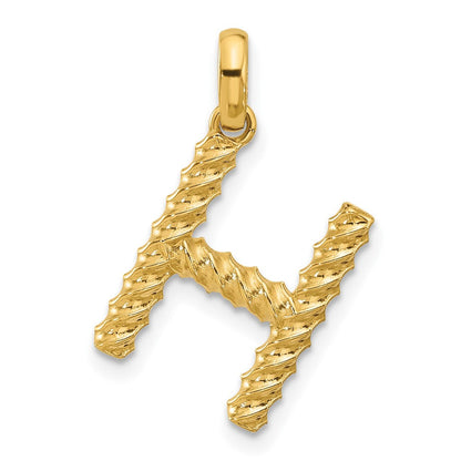 14K Gelbgold Fantasie Gedreht Buchstabe H