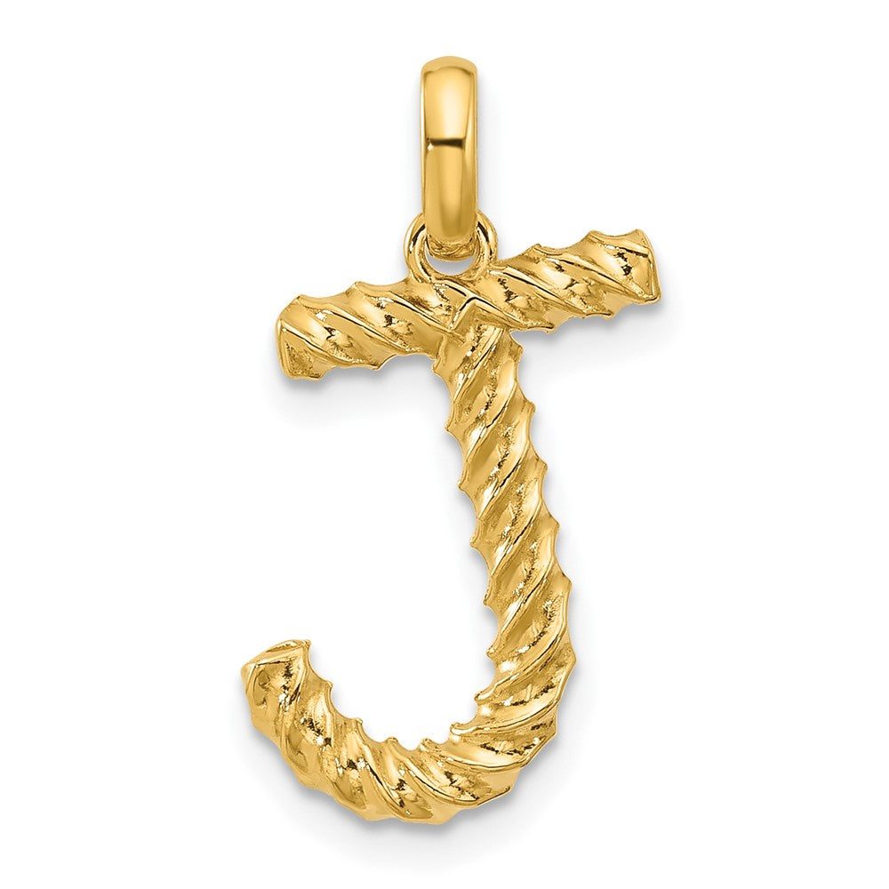 14K Gelbgold Fantasie Gedreht Buchstabe J