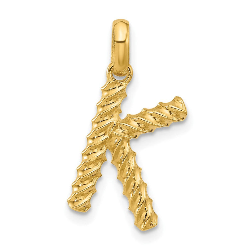 14K Gelbgold Fantasie Gedreht Buchstabe K