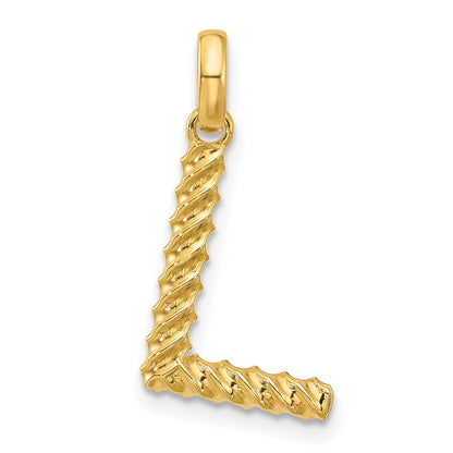 14K Gelbgold Fantasie Gedreht Buchstabe L