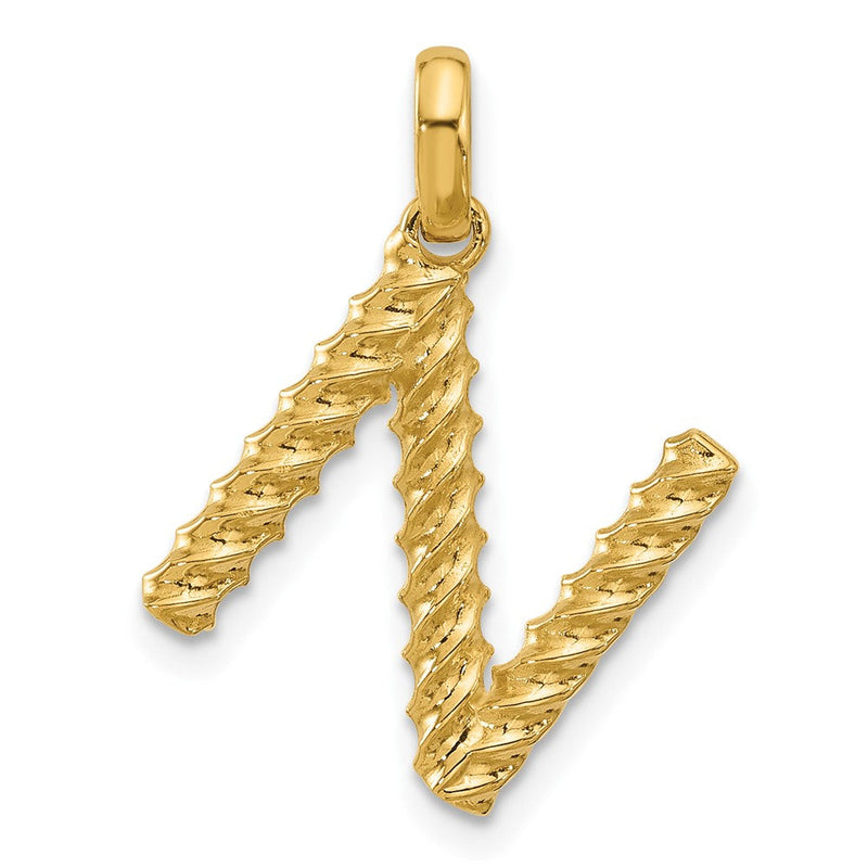 14K Gelbgold Fantasie Gedreht Buchstabe N