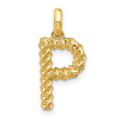 14K Gelbgold Fantasie Gedreht Buchstabe P