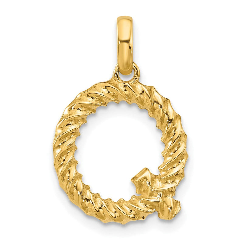 14K Gelbgold Fantasie Gedreht Buchstabe Q