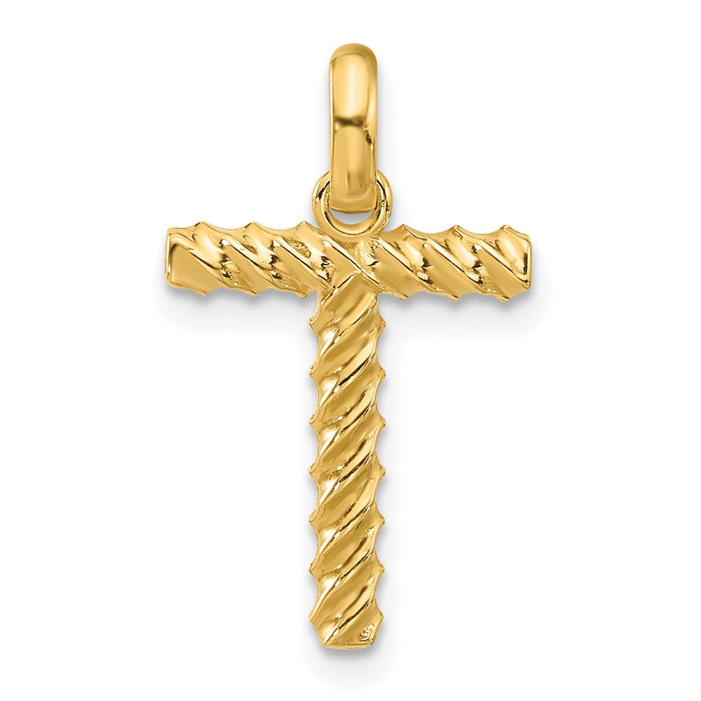 14K Gelbgold Fantasie Gedreht Buchstabe T