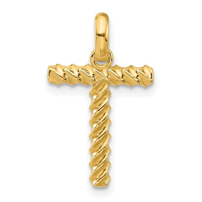 14K Gelbgold Fantasie Gedreht Buchstabe T
