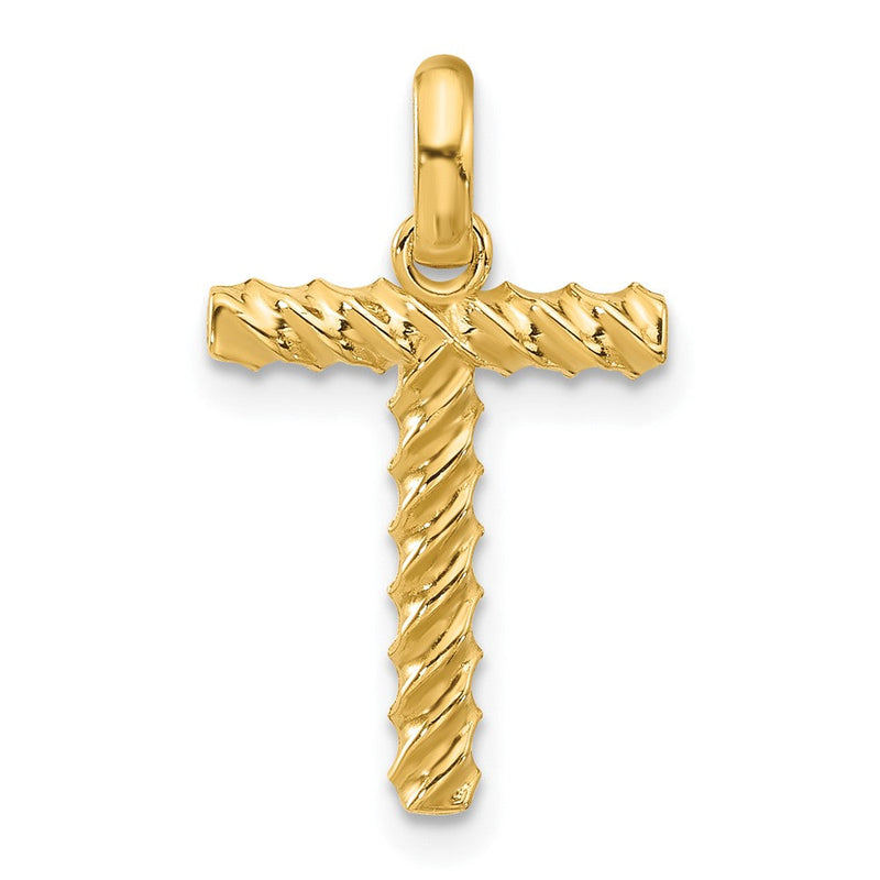 14K Gelbgold Fantasie Gedreht Buchstabe T