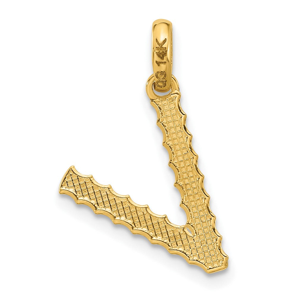 14K Gelbgold Fantasie Gedreht Buchstabe V