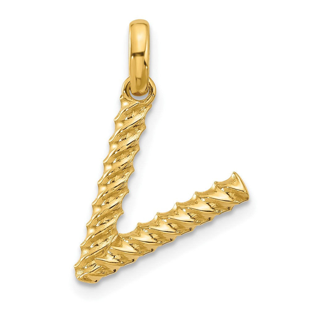 14K Gelbgold Fantasie Gedreht Buchstabe V