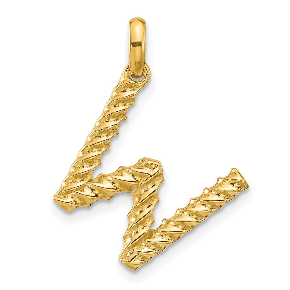 14K Gelbgold Fantasie Gedreht Buchstabe W